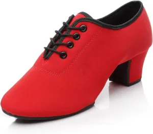 Women's lace-up Latin Dance Shoes Ballroom Modern Jazz Dance Practice Performance Shoes with Closed Toes,Model NJB