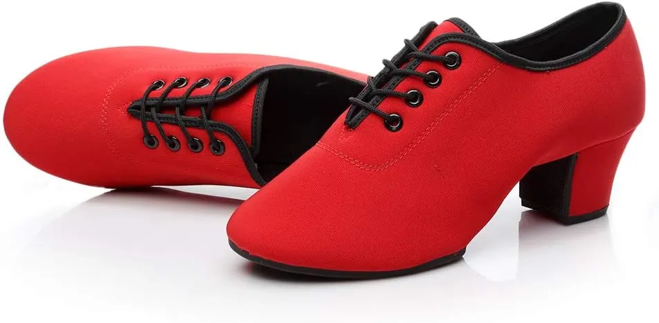 Women's lace-up Latin Dance Shoes Ballroom Modern Jazz Dance Practice Performance Shoes with Closed Toes,Model NJB