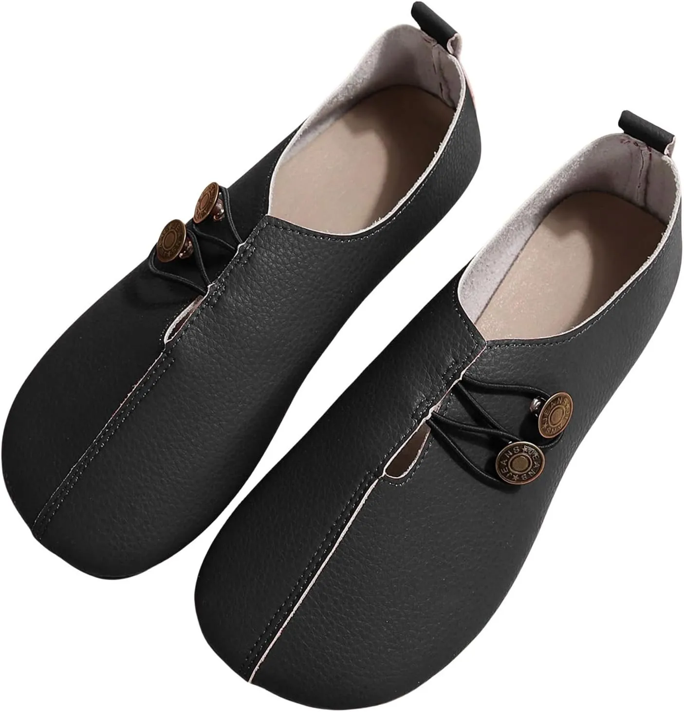 Womens Loafers Flats Shoes Comfortable Round Toe Flat Sandals Slip On Breathable Soft Cushion Lightweight Shoes with Button Detail for Everyday Elegance