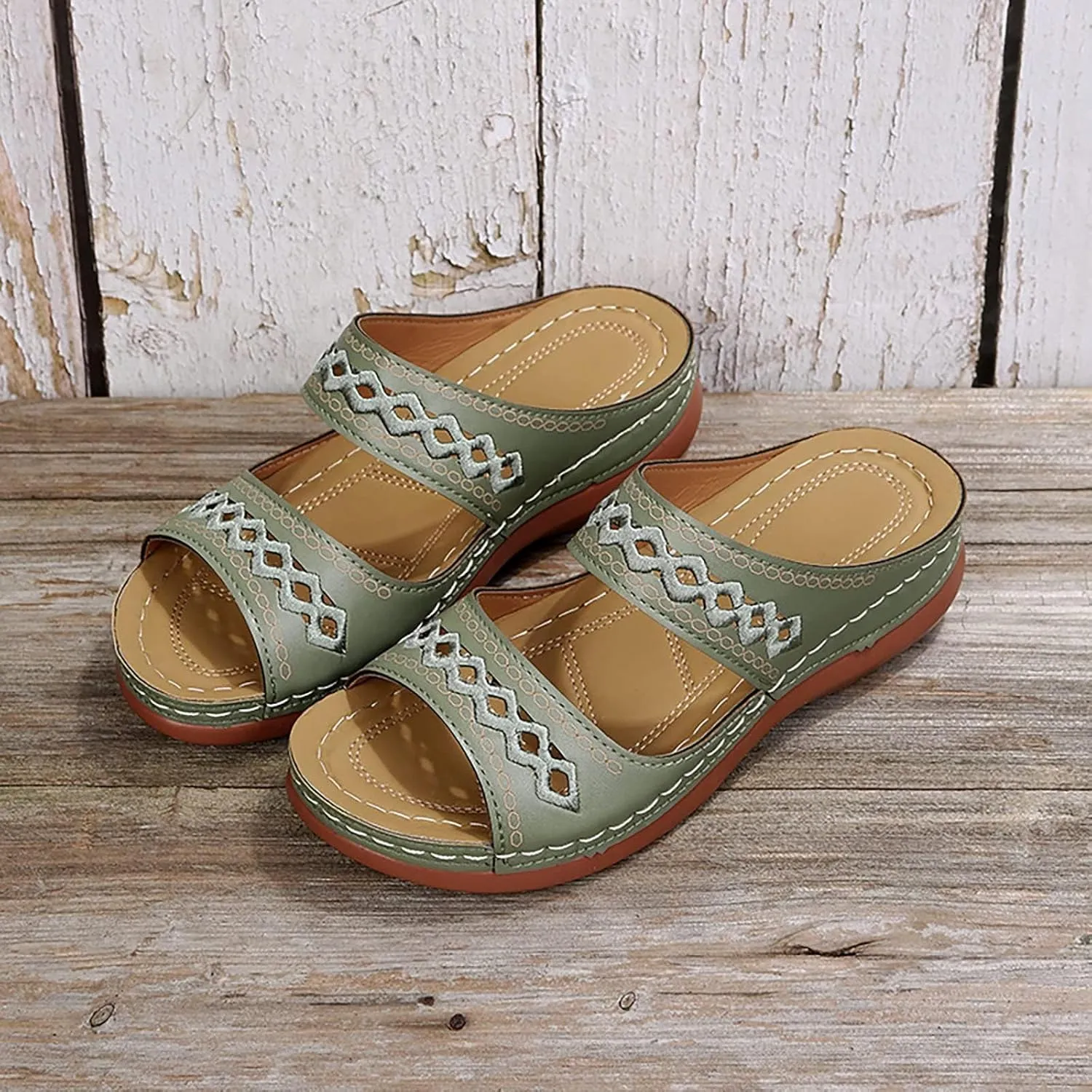Womens Orthopedic Sandals Support Flip Flops Slip On Wide Sandals Platform Summer Comfortable Walking Shoes
