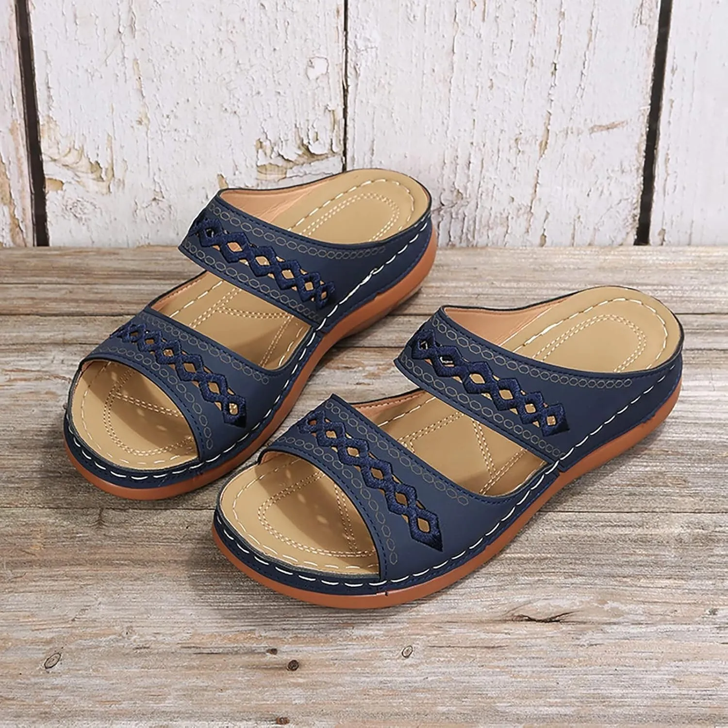 Womens Orthopedic Sandals Support Flip Flops Slip On Wide Sandals Platform Summer Comfortable Walking Shoes