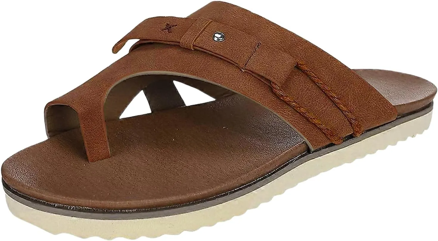 Womens Orthopedic Sandals Thong Slippers Buckle Strap Comfort Beach Sandals Walking Flip Flops Open Toe Slip On Wedge Sandal Casual Lightweight Breathable Summer Slippers for Women Comfort Wear Shoes