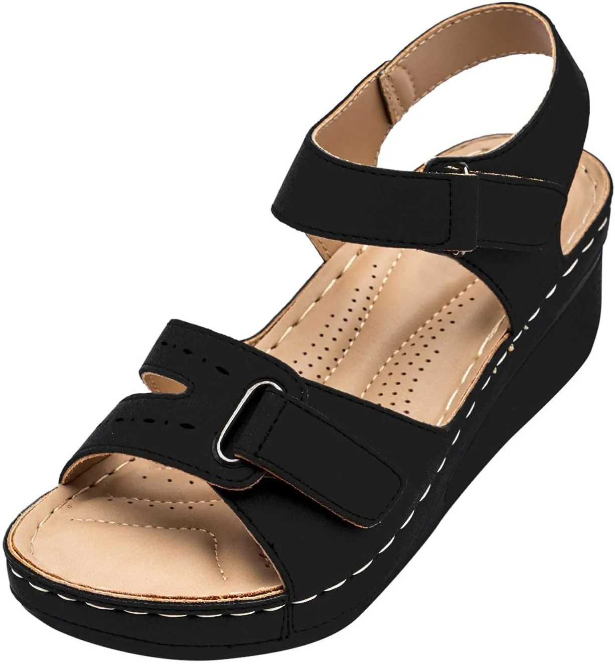 Womens Orthopedic Slides with Arch Support Summer Sandals Comfortable Walking Shoes Adjustable Straps Lightweight Beach Casual Outdoor Plantar Fasciitis Recovery