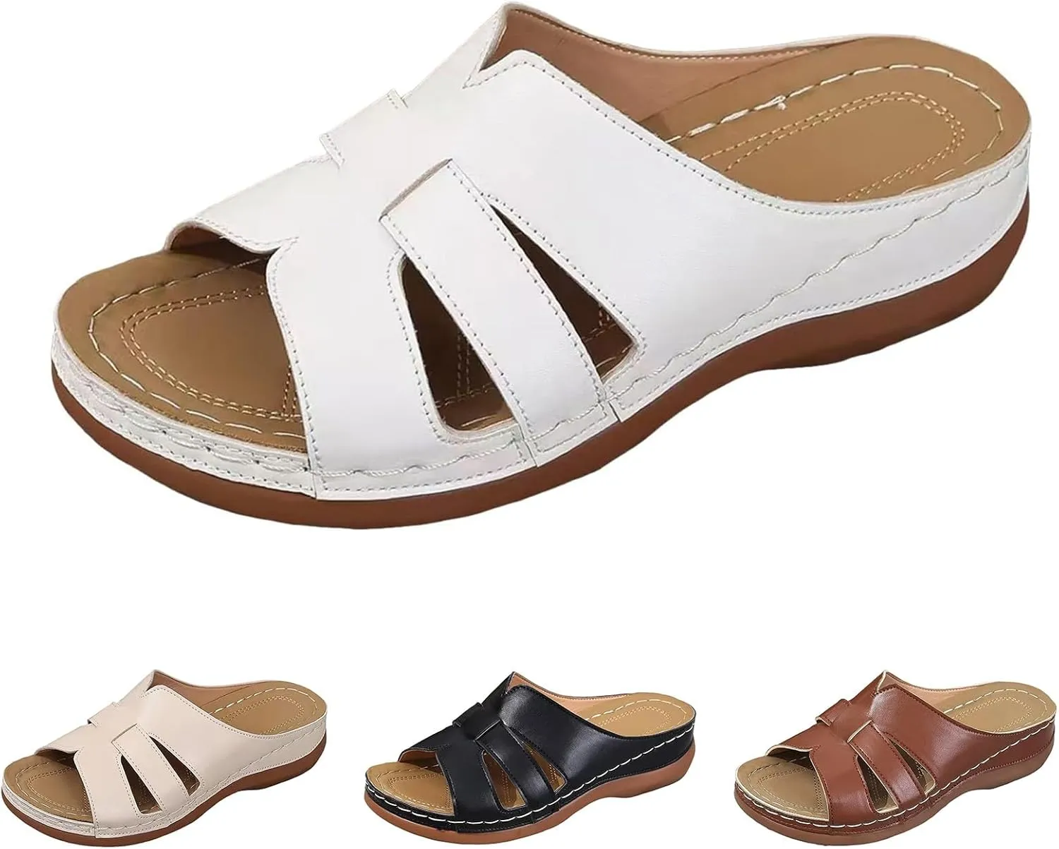 Womens Orthotic Flip Flops Cushion Arch Supports Casual Slip on Straps Sandals Comfortable Walking Open Toe Roman Platform Sandals