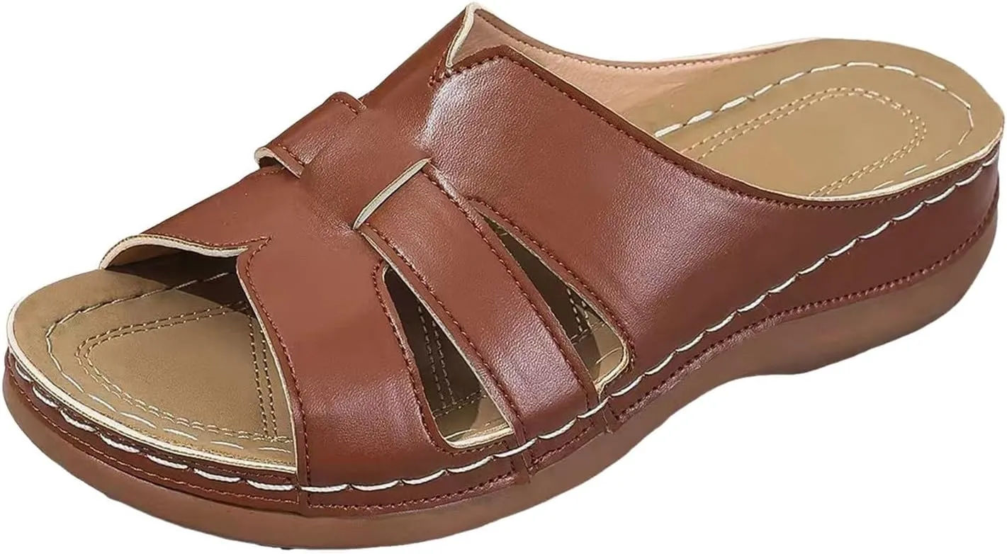 Womens Orthotic Flip Flops Cushion Arch Supports Casual Slip on Straps Sandals Comfortable Walking Open Toe Roman Platform Sandals