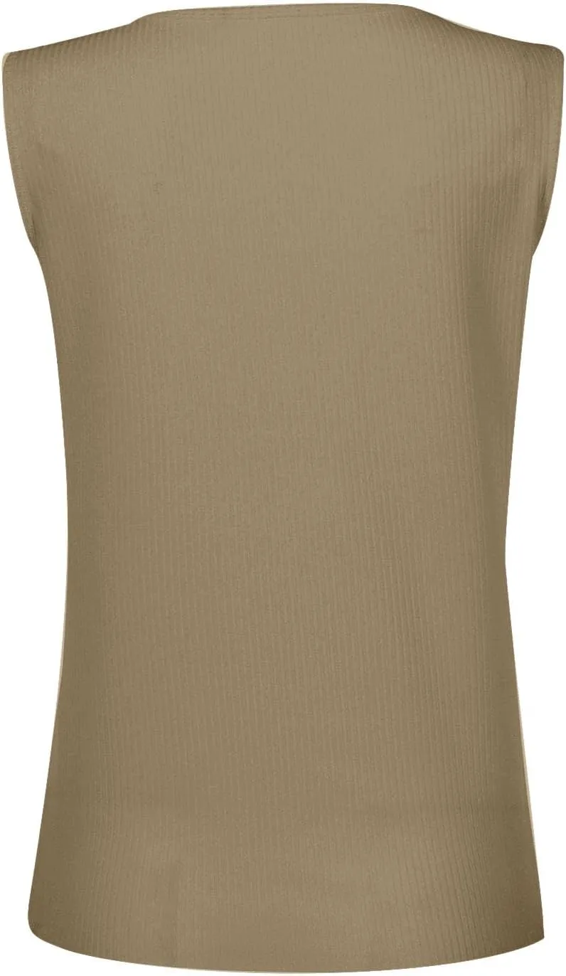 Women's Sleeveless Henley Shirts Ribbed Tank Tops V Neck Button Down Tshirt Summer Casual Tee Blouse