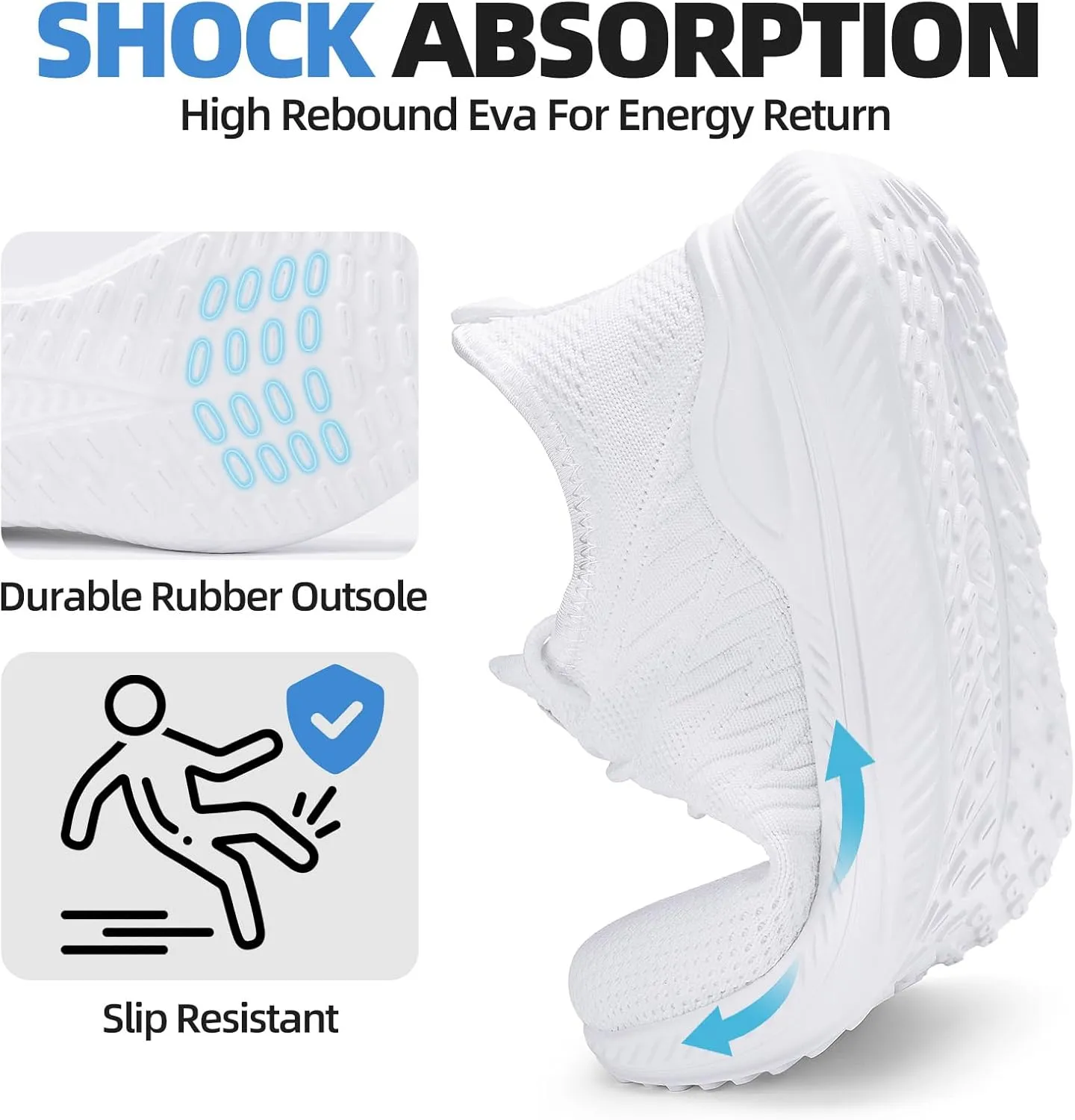 Womens Walking Tennis Shoes - Slip On Memory Foam Lightweight Casual Sneakers for Gym Travel Work