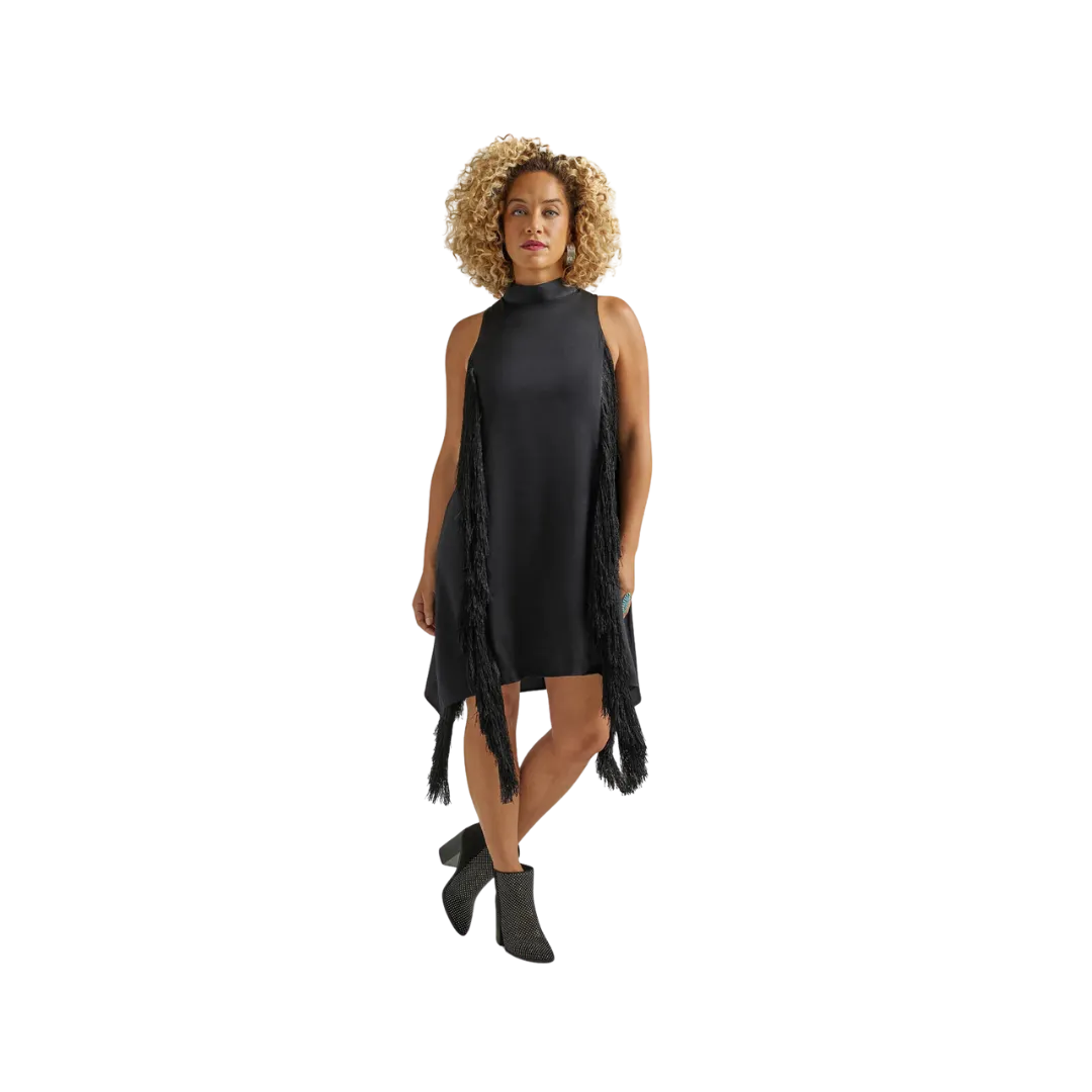 Wrangler Women's Retro Black Party Fringe Dress