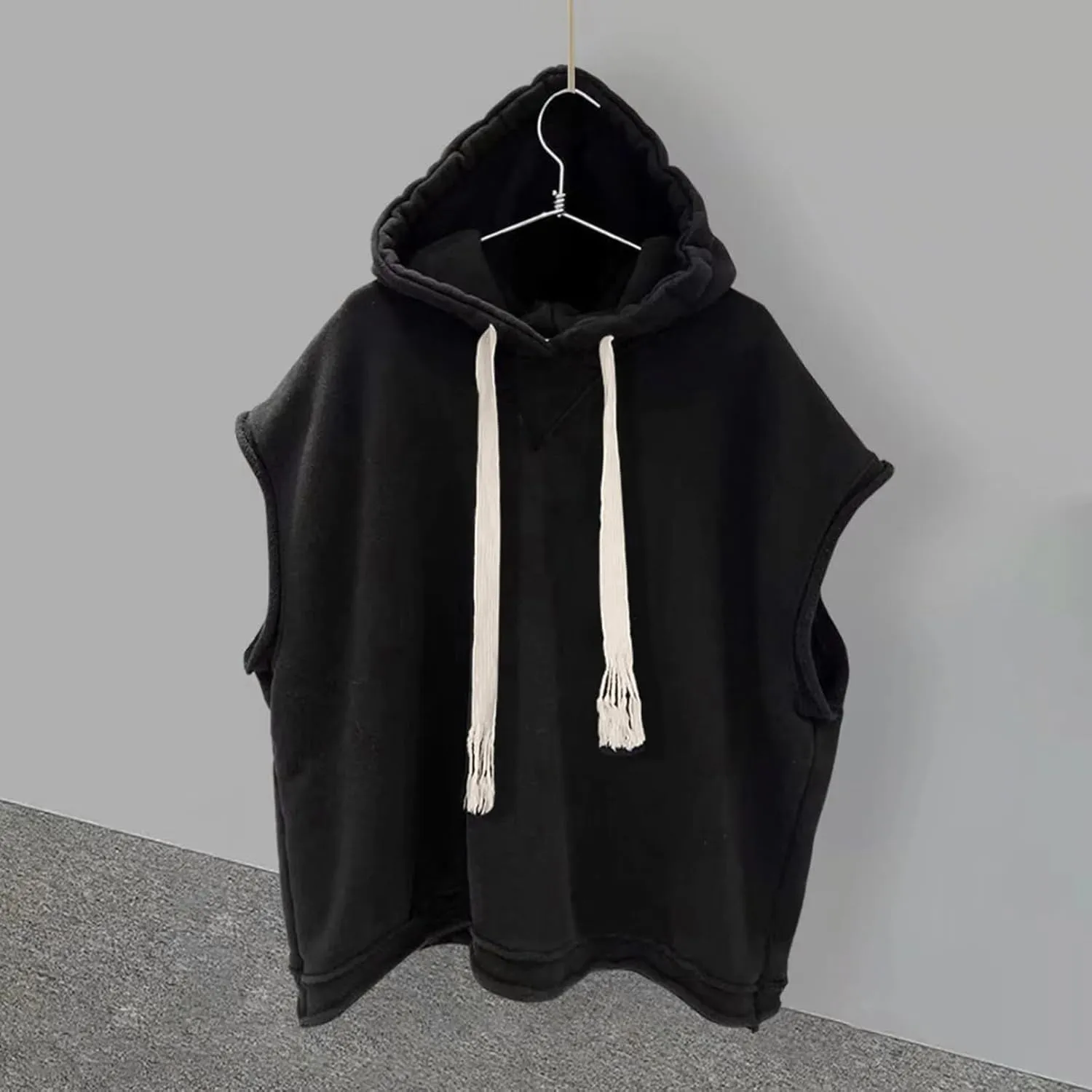 y2k Tops for Men Athletic Workout Gym Sleeveless Hoodie Active Baggy Pullover Vest Drawstring Hoody Top Sweatshirt