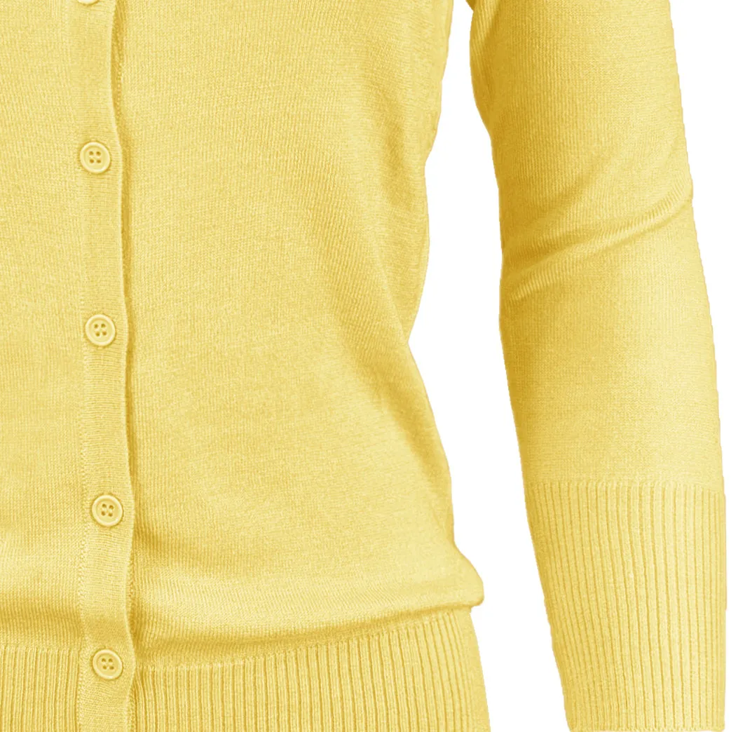 YEMAK Women's 3/4 Sleeve Crewneck Cardigan Sweater CO079PL PLUS size (1X-3X) Color (1 of 2)