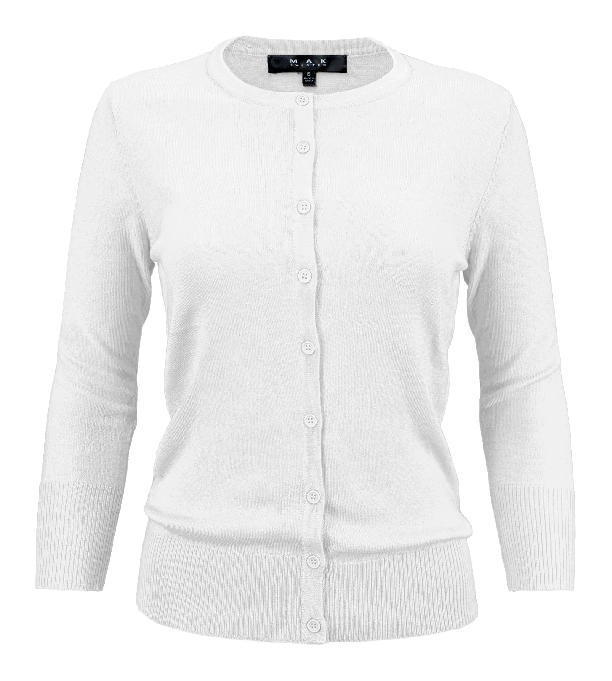 YEMAK Women's 3/4 Sleeve Crewneck Cardigan Sweater CO079PL PLUS size (1X-3X) Color (1 of 2)