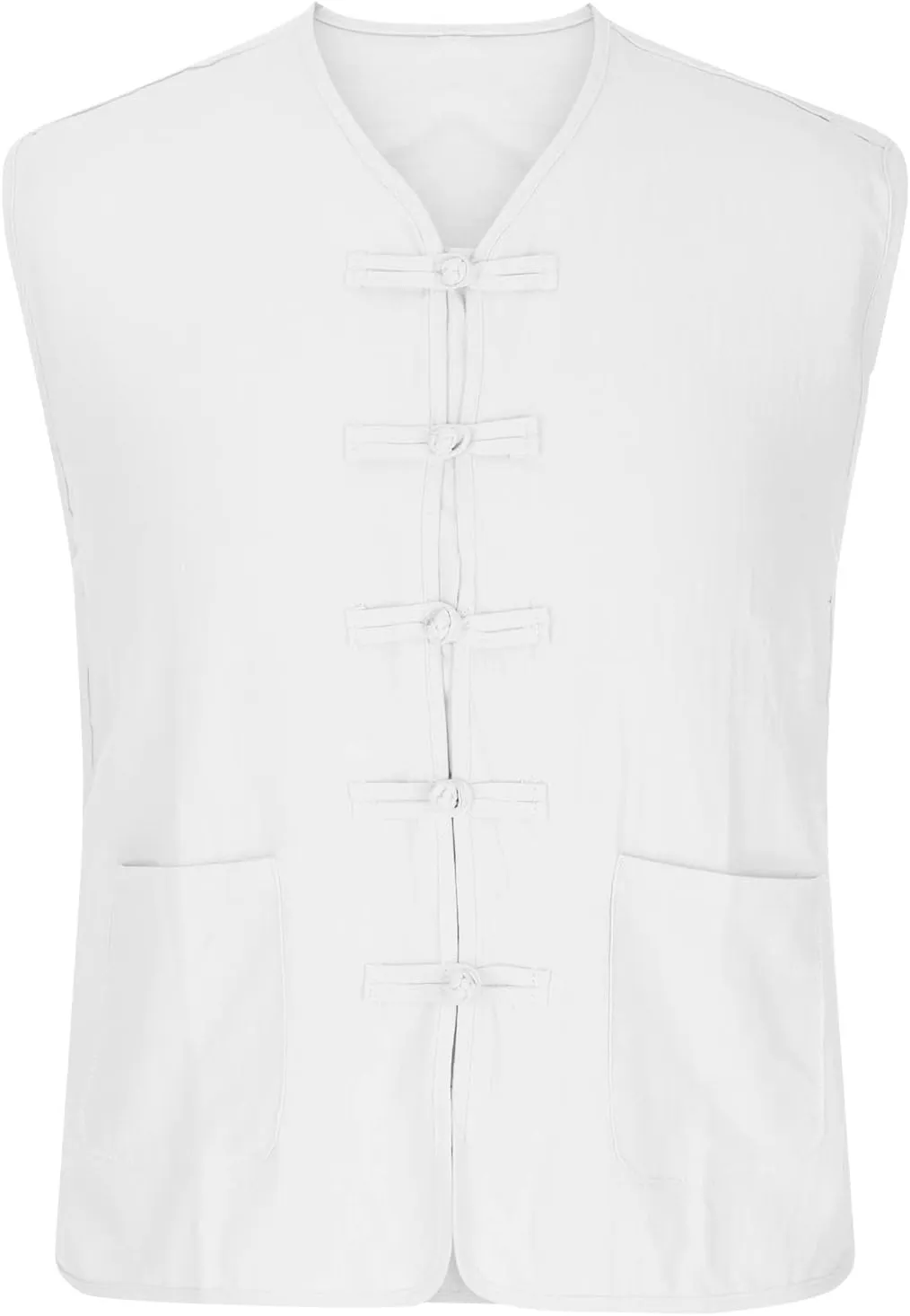 Zeiyignr Mens Cotton Linen Tank Tops Chinese Frog Button Sleveeless Shirt Retro China Traditional Tai Chi Kong Fu Vest Jacket